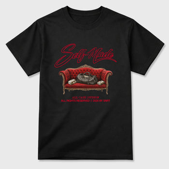 Self Made Graphic T-Shirt sneaker match tee designed for the Air Jordan 12 Retro Bloodline, featuring coordinated color options for a perfect streetwear match. Black 2 shirt.