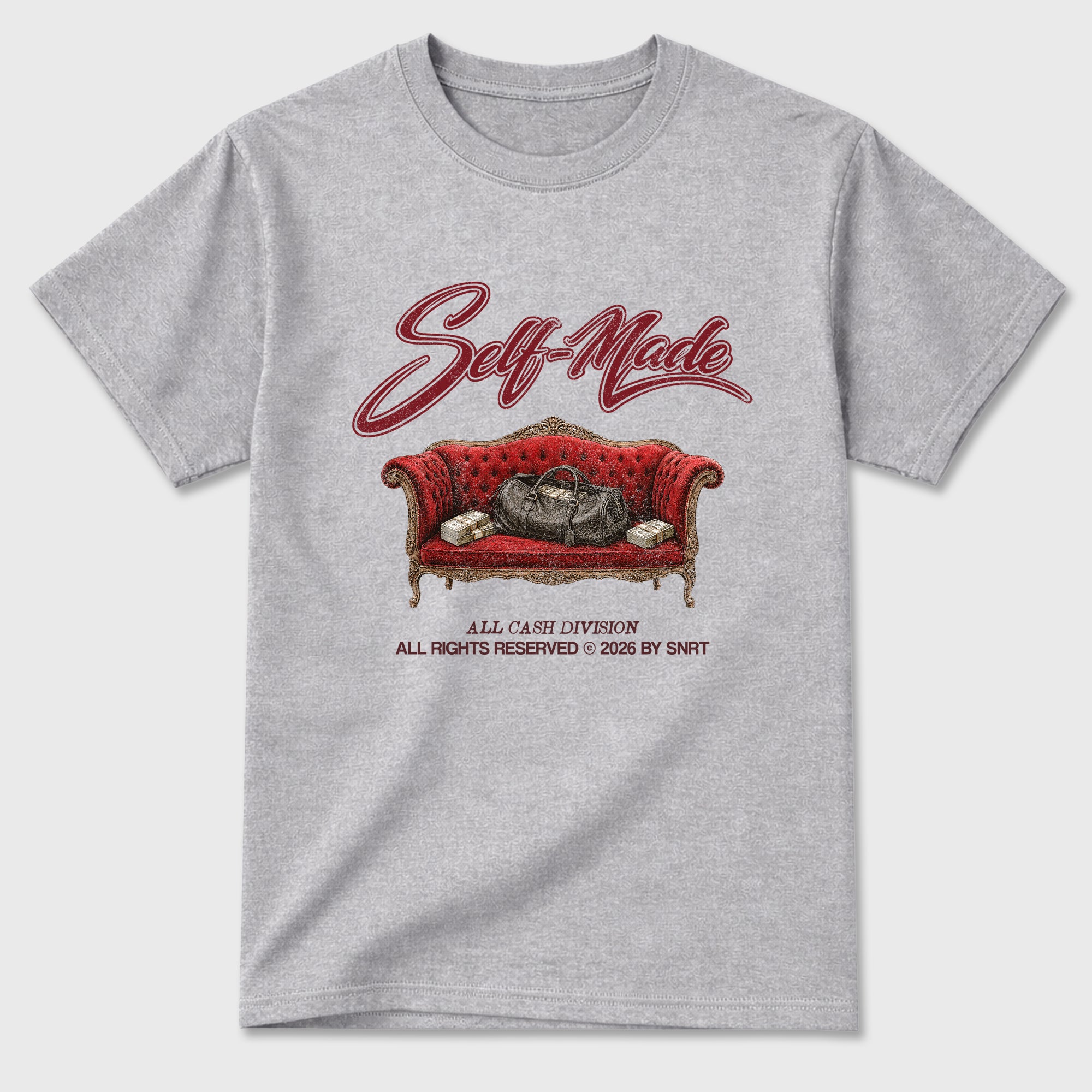 Self Made Graphic T-Shirt sneaker match tee designed for the Air Jordan 3 Bin 23, featuring coordinated color options for a perfect streetwear match. Heather Grey 2 shirt.