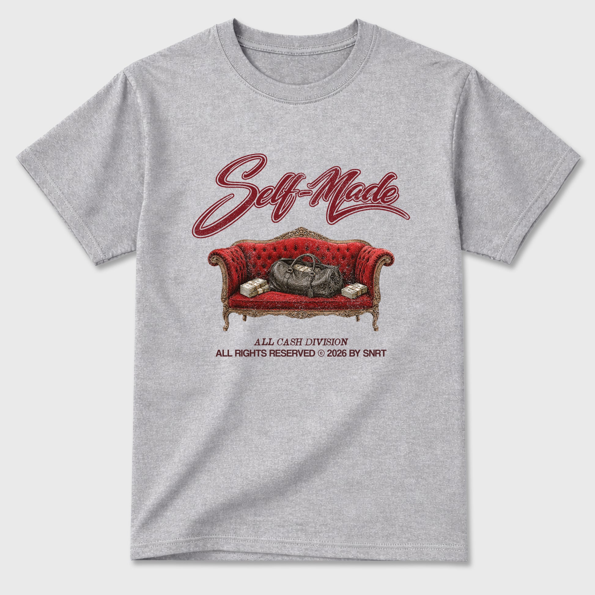 Self Made Graphic T-Shirt sneaker match tee designed for the Air Jordan 3 Bin 23, featuring coordinated color options for a perfect streetwear match. Heather Grey 2 shirt.