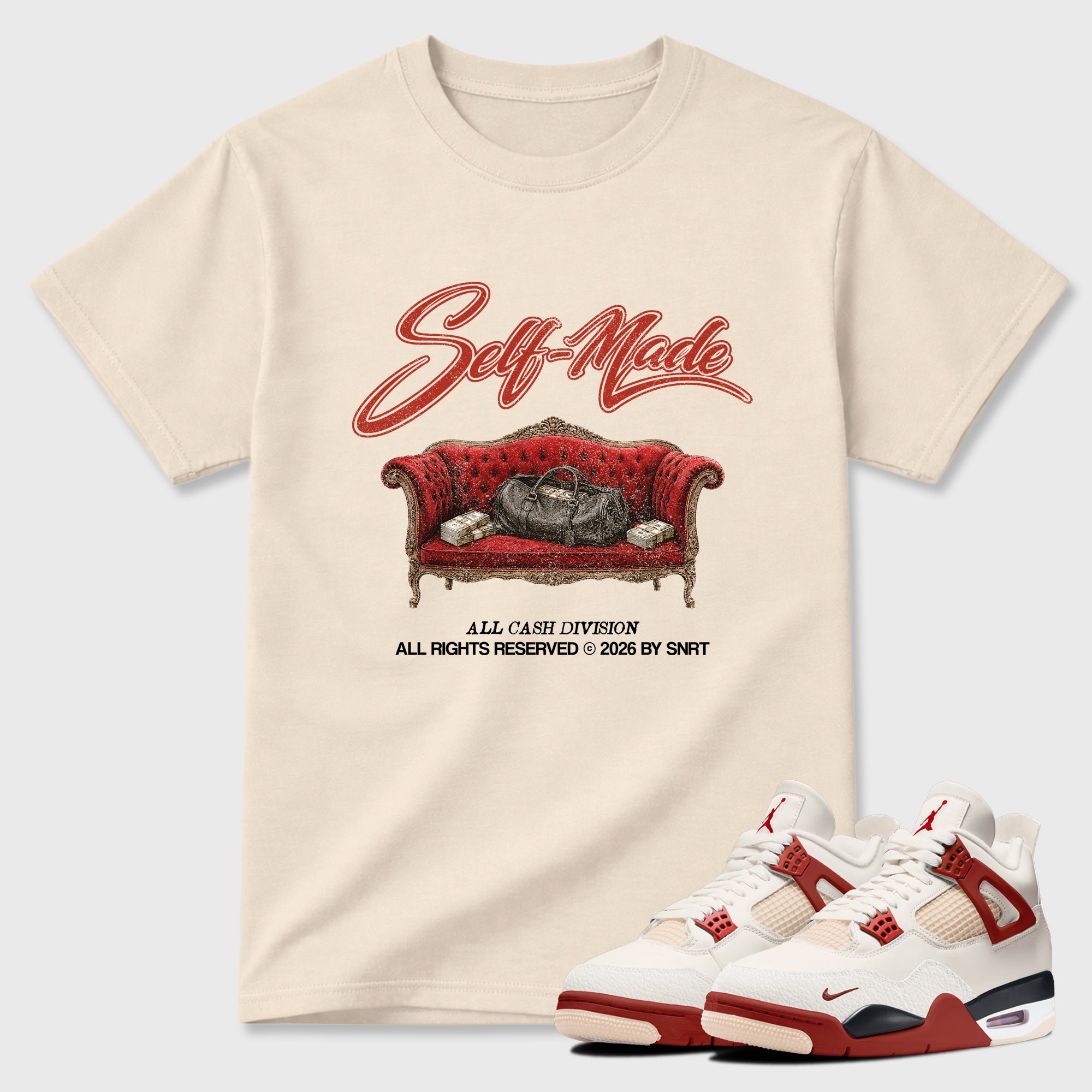 Sneaker match tees – Sneaker Tees To Match Air Jordan 4 Brick After Brick Shoes – Self Made Tee Natural 1