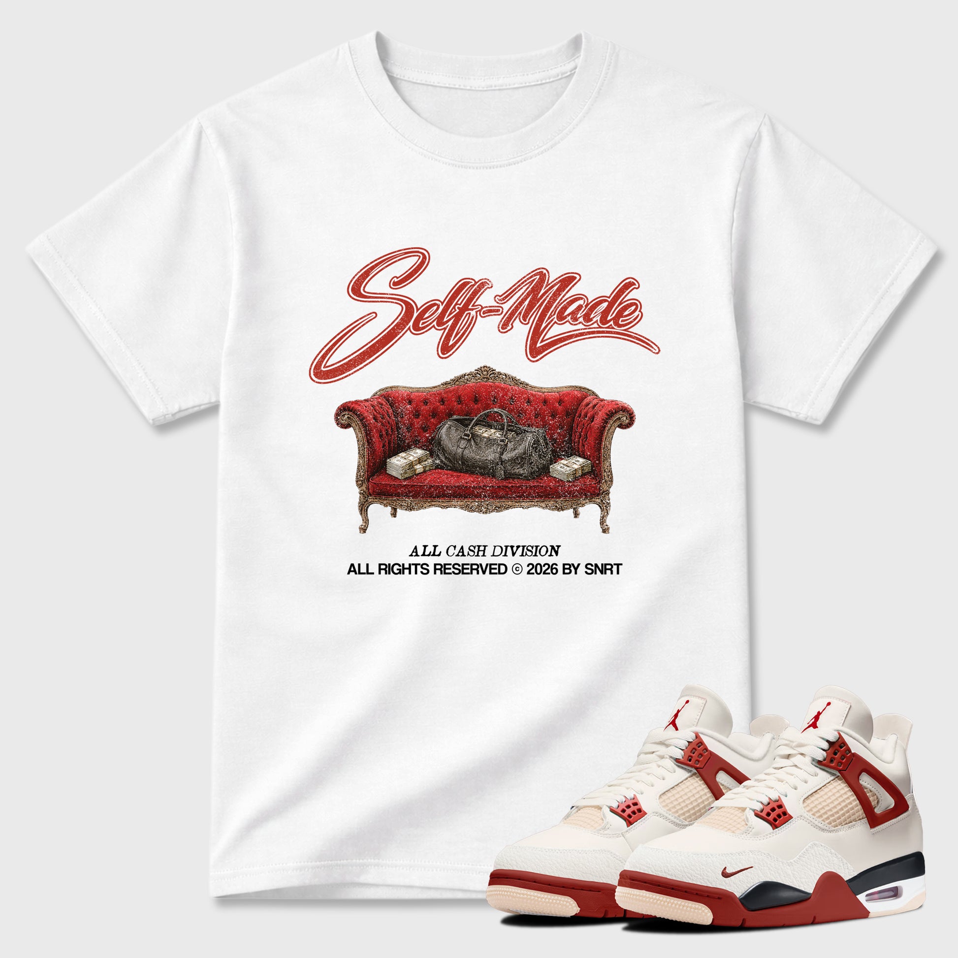 Sneaker match tees – Sneaker Tees To Match Air Jordan 4 Brick After Brick Shoes – Self Made Tee White 1