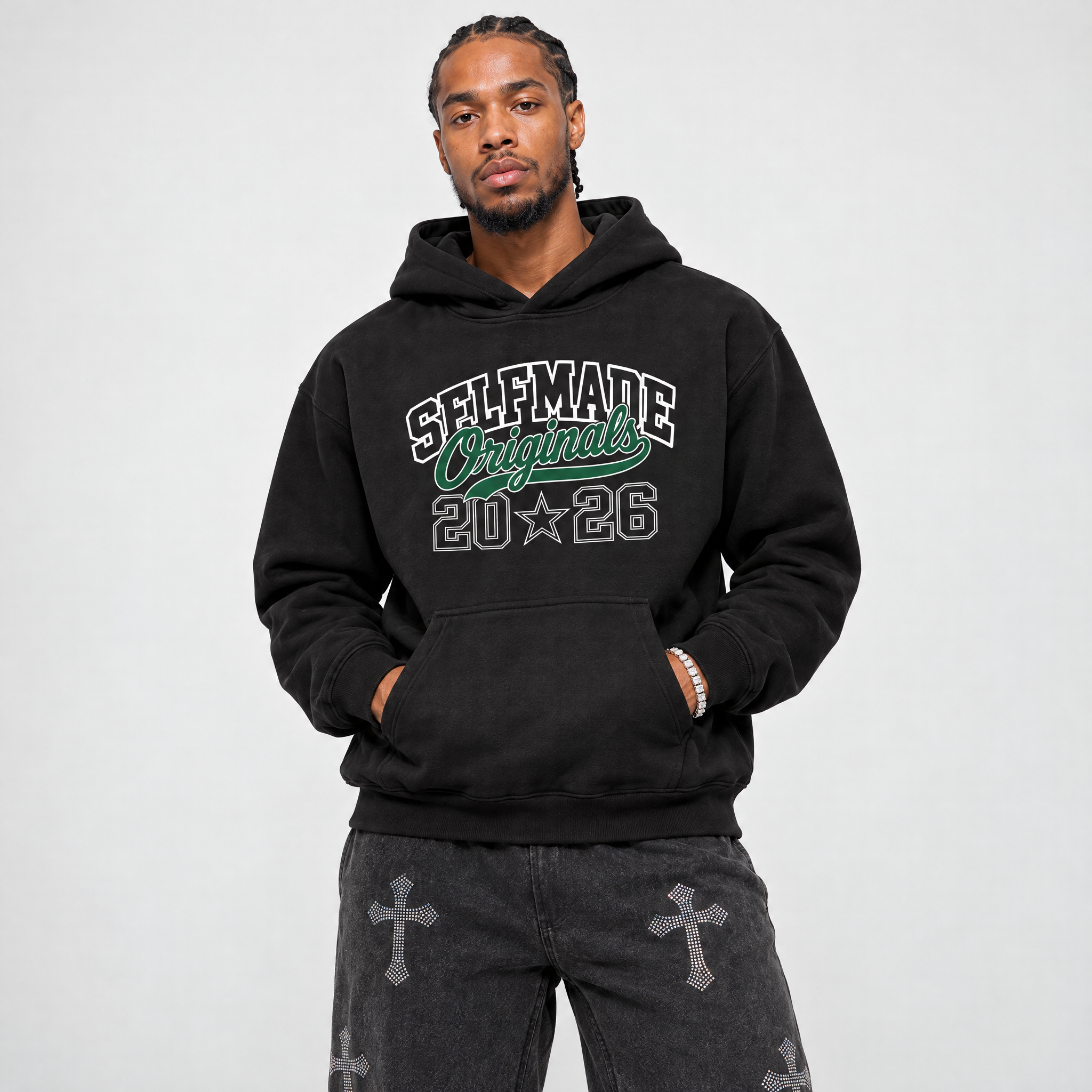 Self Made Originals Graphic T-Shirt featuring original streetwear artwork designed to match the Air Jordan 14 Forest Green. Black 1 Graphic Tee.