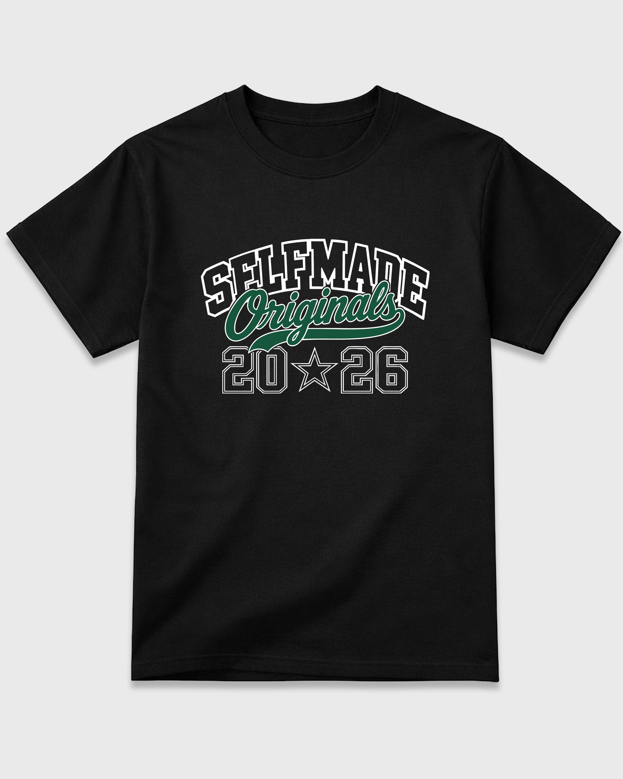 Self Made Originals Graphic T-Shirt featuring original streetwear artwork designed to match the Air Jordan 14 Forest Green. Black 2 Graphic T-Shirt.
