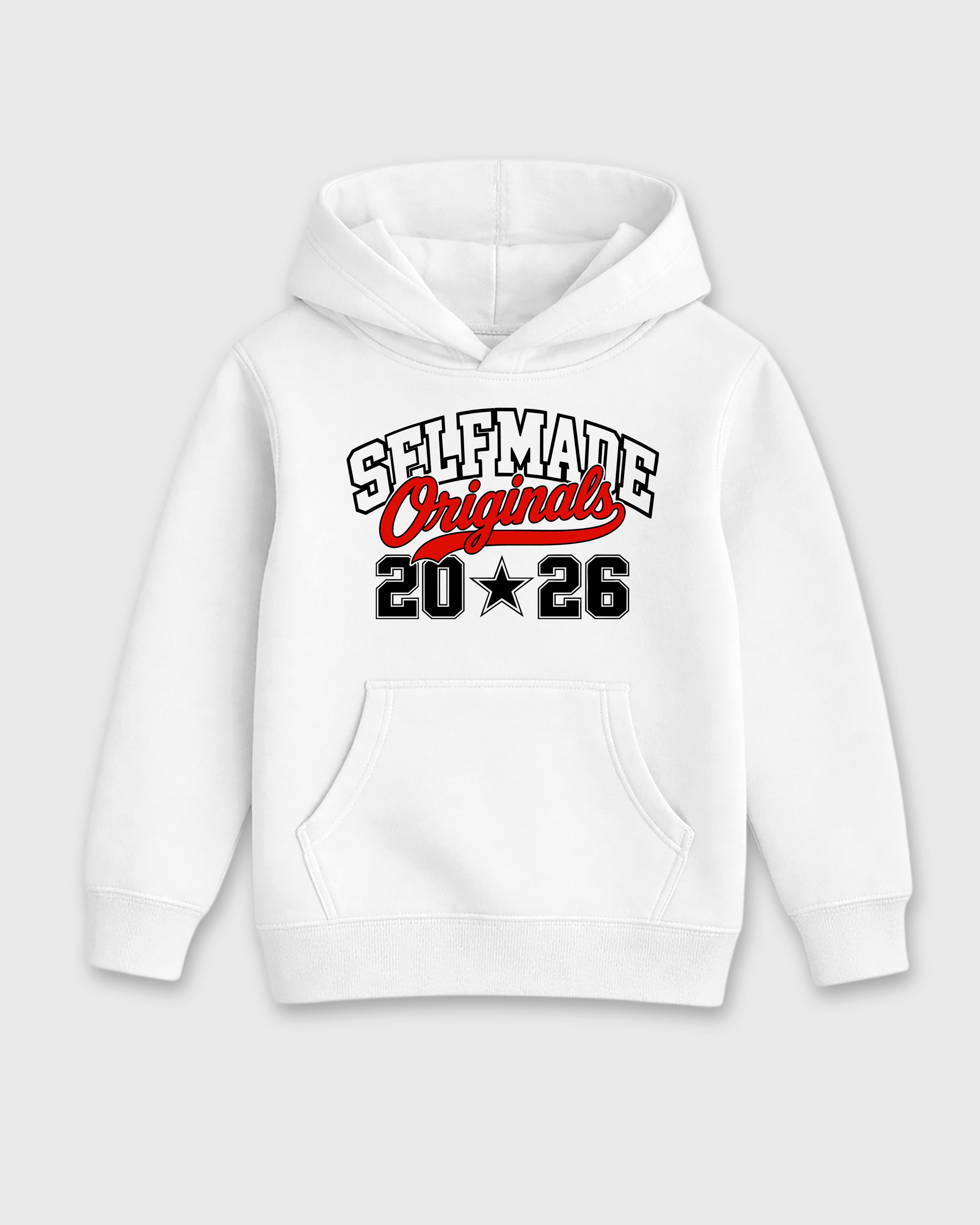 Self Made Originals Baby & Kids Graphic Hoodie featuring original artwork designed to match the Air Jordan 6 White Infrared. White 2 Kids Graphic Sweater.
