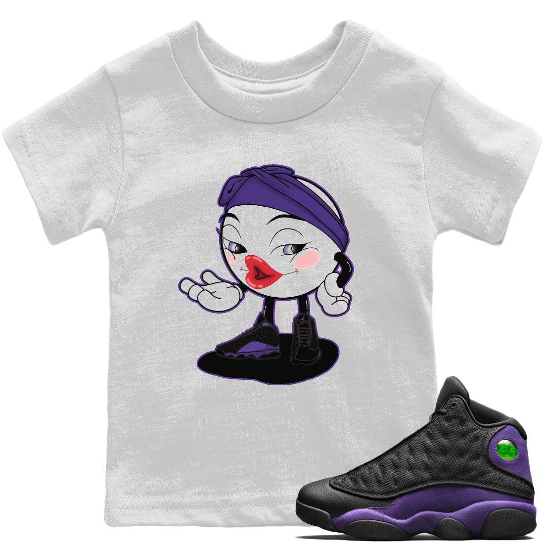 Sexy Chu Kids Tops - Air Jordan 13 Court Purple - SNRT Sneaker T-shirts