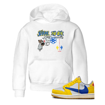 1s Travis Scott Canary shirt to match jordans Share No One sneaker tees Air Jordan 1 Travis Scott Canary SNRT sneaker release tees baby toddler White 1 cotton Shirt