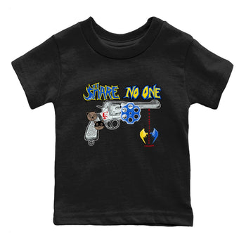1s Travis Scott Canary shirt to match jordans Share No One sneaker tees Air Jordan 1 Travis Scott Canary SNRT sneaker release tees baby toddler Black 2 cotton Shirt