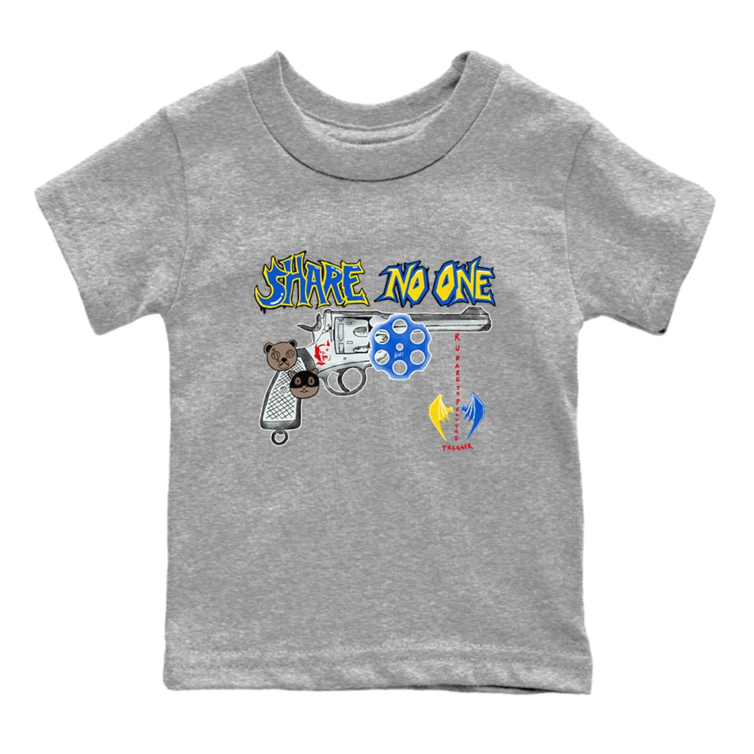 1s Travis Scott Canary shirt to match jordans Share No One sneaker tees Air Jordan 1 Travis Scott Canary SNRT sneaker release tees baby toddler Heather Grey 2 cotton Shirt