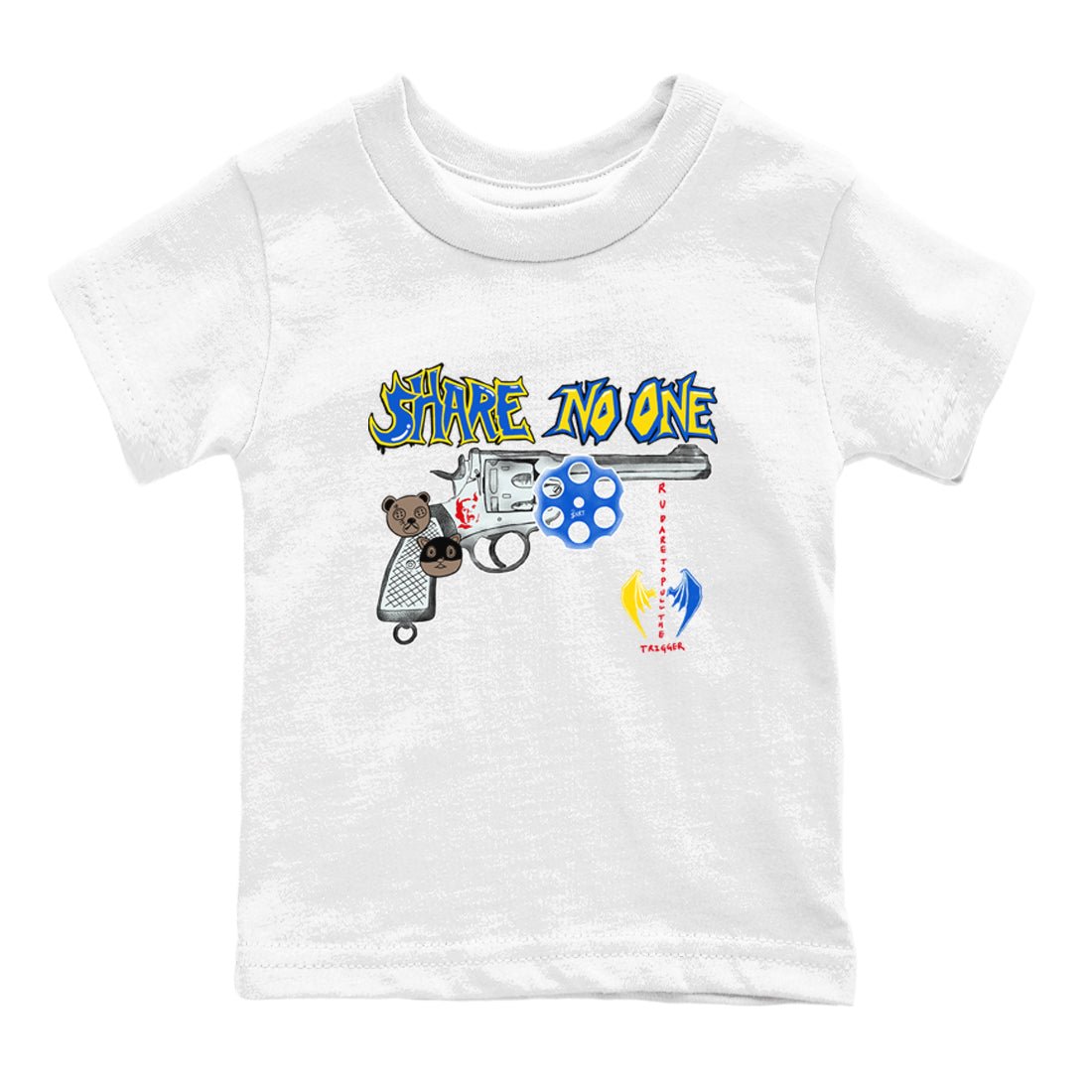 1s Travis Scott Canary shirt to match jordans Share No One sneaker tees Air Jordan 1 Travis Scott Canary SNRT sneaker release tees baby toddler White 2 cotton Shirt