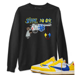 1s Travis Scott Canary shirt to match jordans Share No One sneaker tees Air Jordan 1 Travis Scott Canary SNRT Sneaker Release Tees unisex cotton Black 1 crew neck shirt