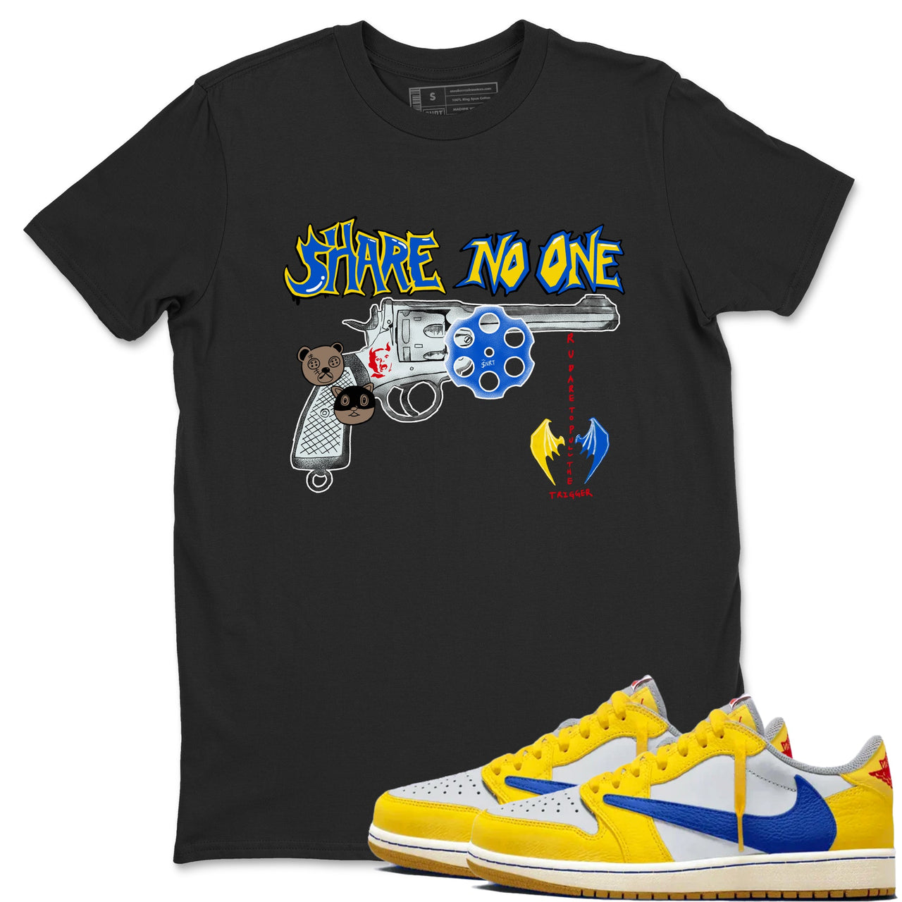 Share No One SNRT Sneaker Tees - Air Jordan 1 Travis Scott Canary ...