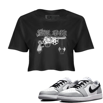 AJ1 Wolf Grey shirts to match jordans Share No One sneaker match tees Air Jordan 1 Wolf Grey SNRT Sneaker Tees streetwear brand Black 1 crop tee