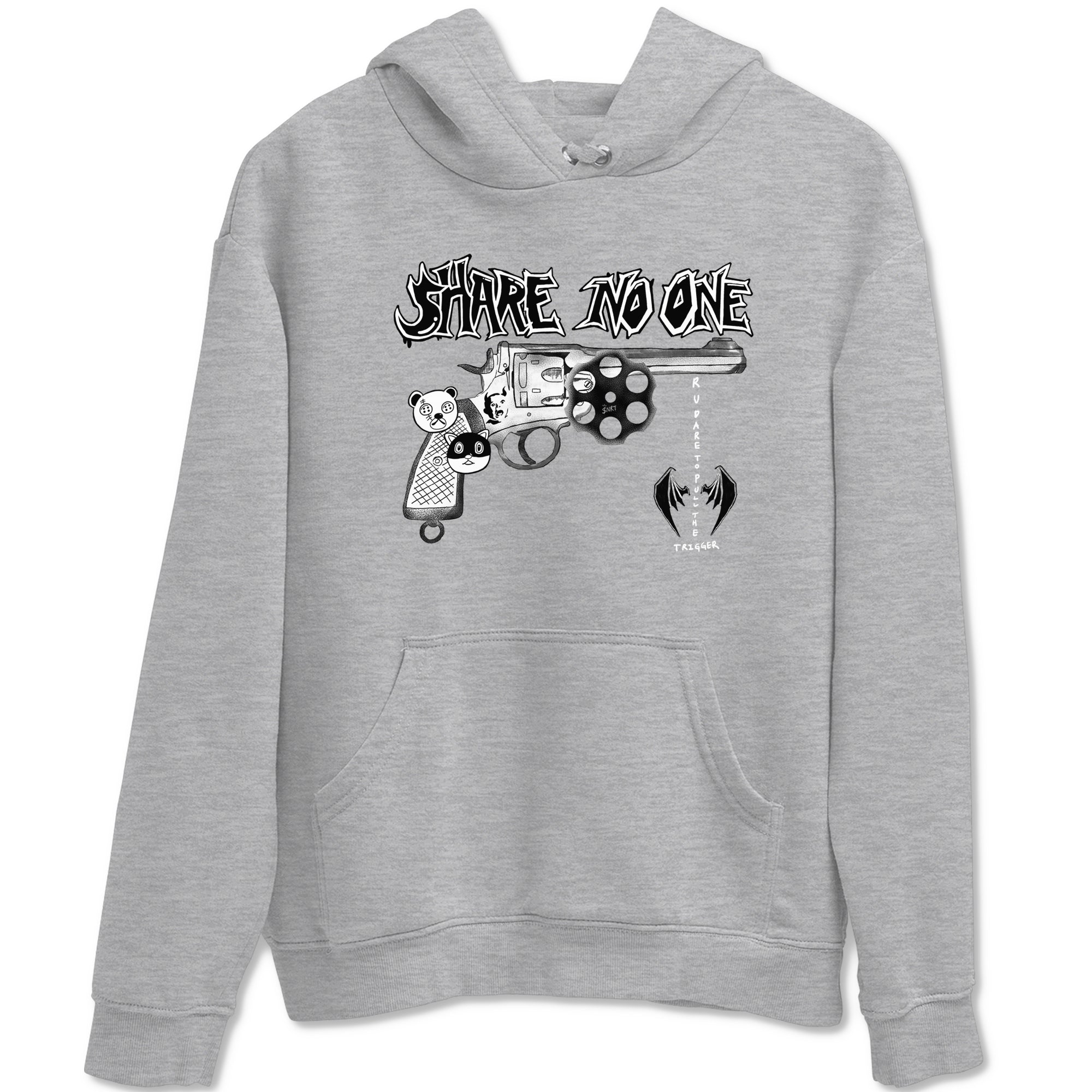 AJ1 Wolf Grey shirts to match jordans Share No One sneaker match tees Air Jordan 1 Wolf Grey SNRT Sneaker Tees streetwear brand Heather Grey 2 unisex cotton tee