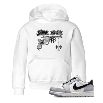 AJ1 Wolf Grey shirts to match jordans Share No One sneaker match tees Air Jordan 1 Wolf Grey SNRT Sneaker Tees streetwear brand Baby and Youth White 1 cotton tee