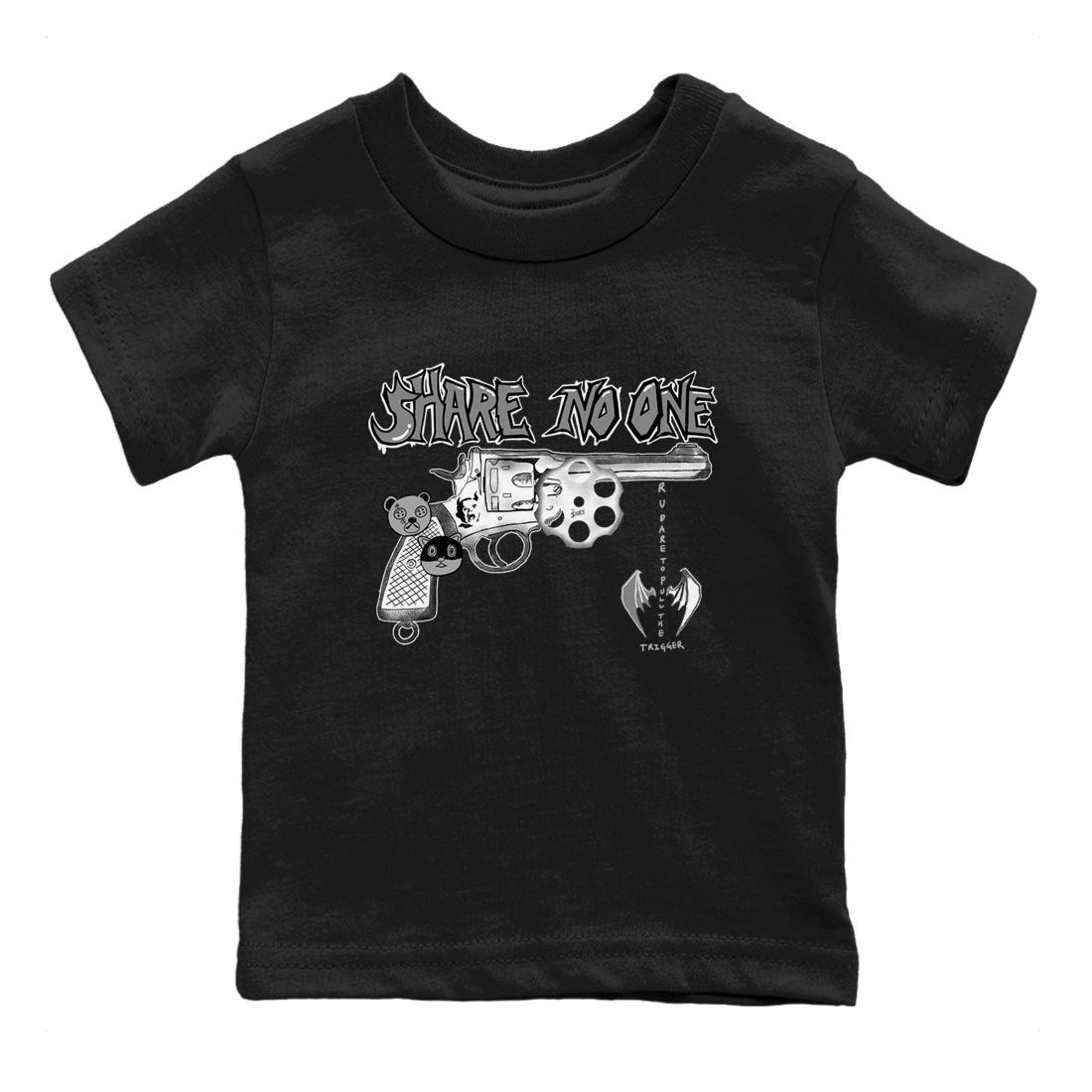 AJ1 Wolf Grey shirts to match jordans Share No One sneaker match tees Air Jordan 1 Wolf Grey SNRT Sneaker Tees streetwear brand Baby and Youth Black 2 cotton tee