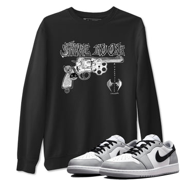 AJ1 Wolf Grey shirts to match jordans Share No One sneaker match tees Air Jordan 1 Wolf Grey SNRT Sneaker Tees streetwear brand Black 1 unisex cotton tee