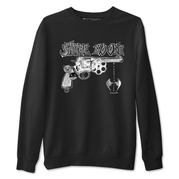 AJ1 Wolf Grey shirts to match jordans Share No One sneaker match tees Air Jordan 1 Wolf Grey SNRT Sneaker Tees streetwear brand Black 2 unisex cotton tee