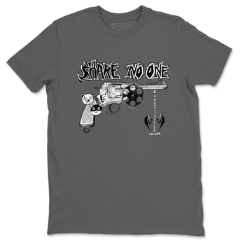 AJ1 Wolf Grey shirts to match jordans Share No One sneaker match tees Air Jordan 1 Wolf Grey SNRT Sneaker Tees streetwear brand Cool Grey 2 unisex cotton tee