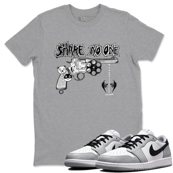 AJ1 Wolf Grey shirts to match jordans Share No One sneaker match tees Air Jordan 1 Wolf Grey SNRT Sneaker Tees streetwear brand Heather Grey 1 unisex cotton tee
