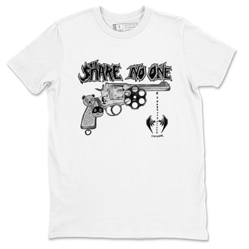 AJ1 Wolf Grey shirts to match jordans Share No One sneaker match tees Air Jordan 1 Wolf Grey SNRT Sneaker Tees streetwear brand White 2 unisex cotton tee