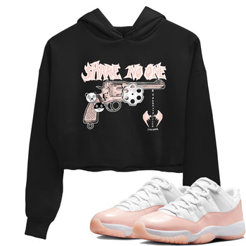 11s Legend Pink shirt to match jordans Share No One sneaker tees Air Jordan 11 Legend Pink SNRT Sneaker Release Tees Black 1 crop length shirt