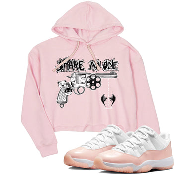 11s Legend Pink shirt to match jordans Share No One sneaker tees Air Jordan 11 Legend Pink SNRT Sneaker Release Tees Pink 1 crop length shirt