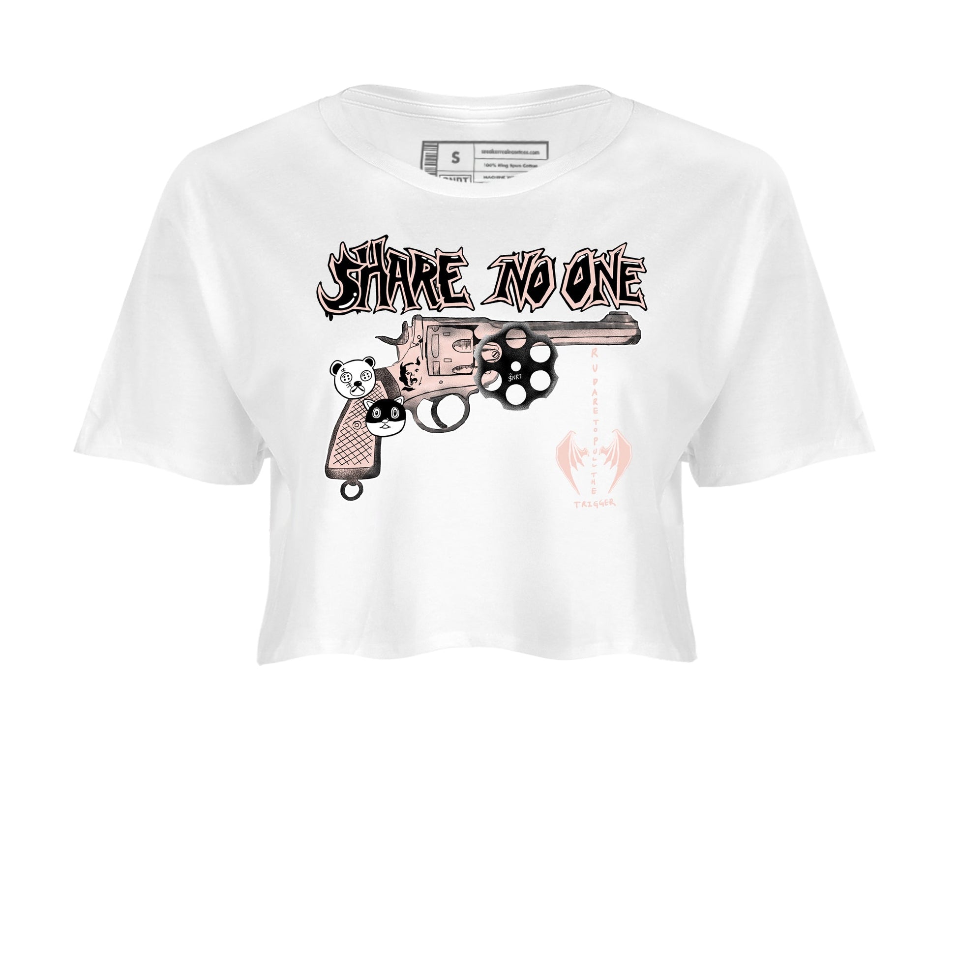 11s Legend Pink shirt to match jordans Share No One sneaker tees Air Jordan 11 Legend Pink SNRT Sneaker Release Tees White 2 crop length shirt