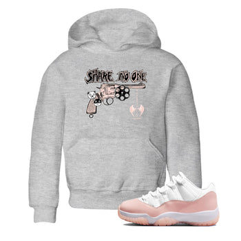 11s Legend Pink shirt to match jordans Share No One sneaker tees Air Jordan 11 Legend Pink SNRT sneaker release tees baby toddler Heather Grey 1 cotton Shirt
