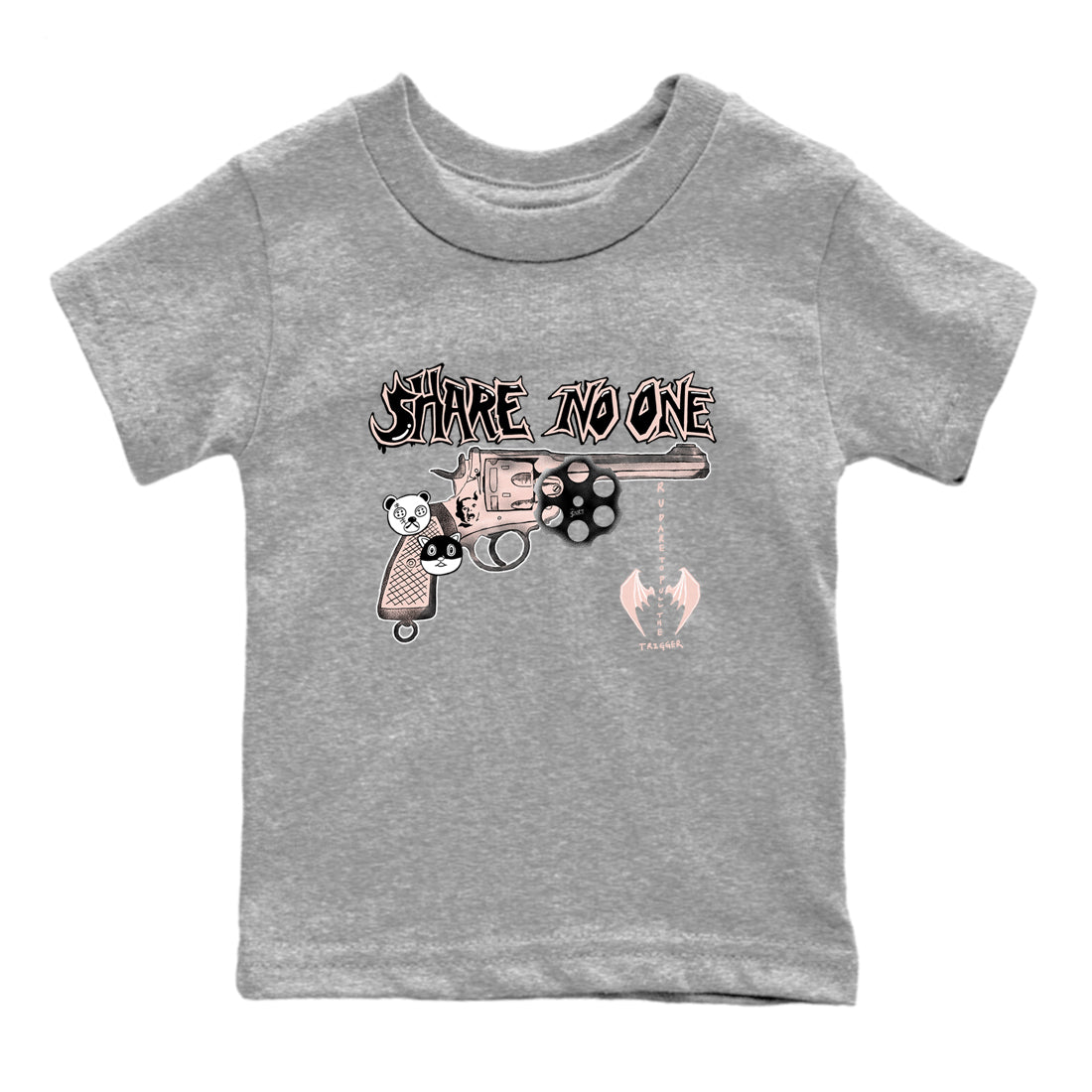 11s Legend Pink shirt to match jordans Share No One sneaker tees Air Jordan 11 Legend Pink SNRT sneaker release tees baby toddler Heather Grey 2 cotton Shirt