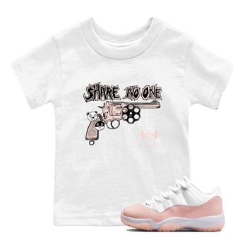 11s Legend Pink shirt to match jordans Share No One sneaker tees Air Jordan 11 Legend Pink SNRT sneaker release tees baby toddler White 1 cotton Shirt