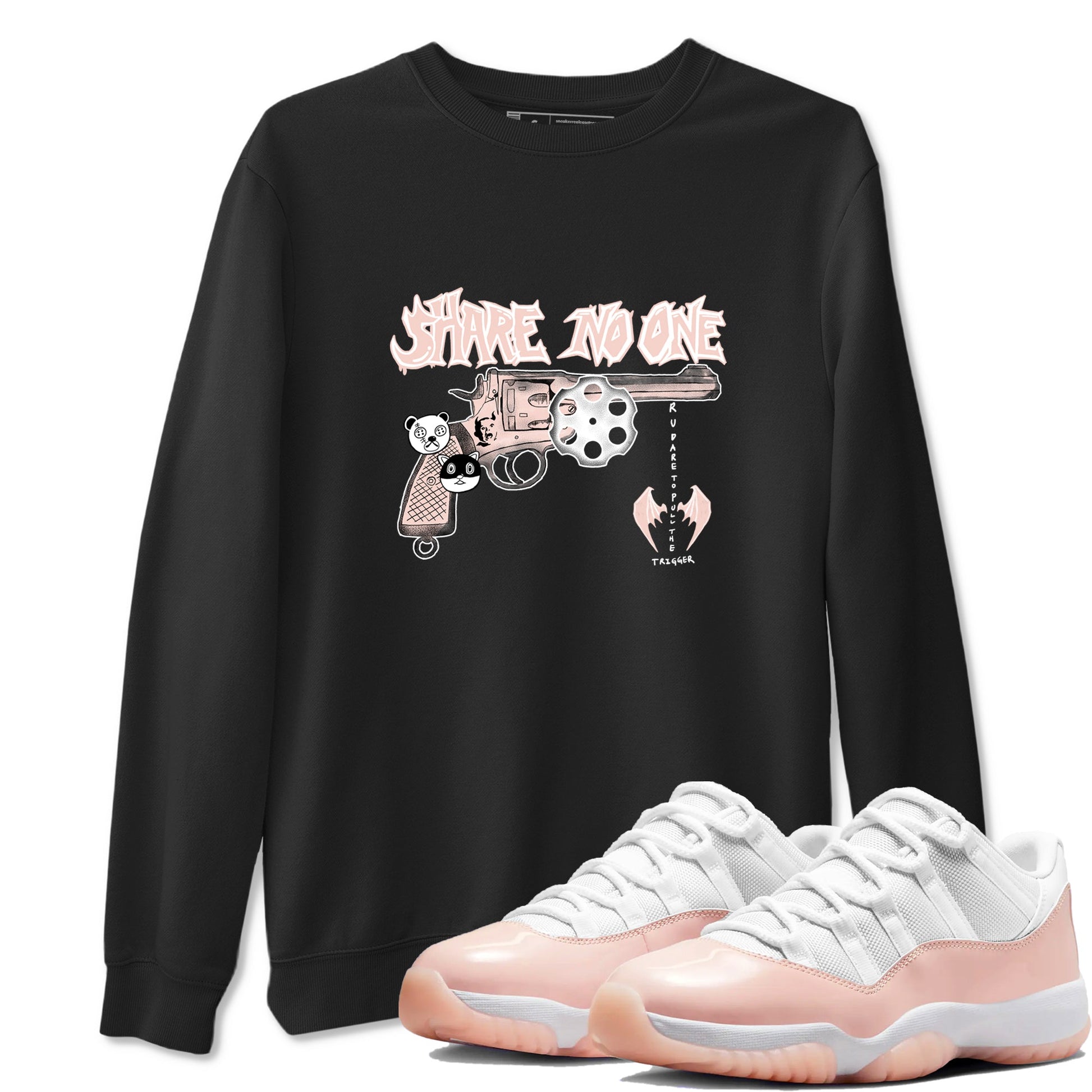 11s Legend Pink shirt to match jordans Share No One sneaker tees Air Jordan 11 Legend Pink SNRT Sneaker Release Tees unisex cotton Black 1 crew neck shirt
