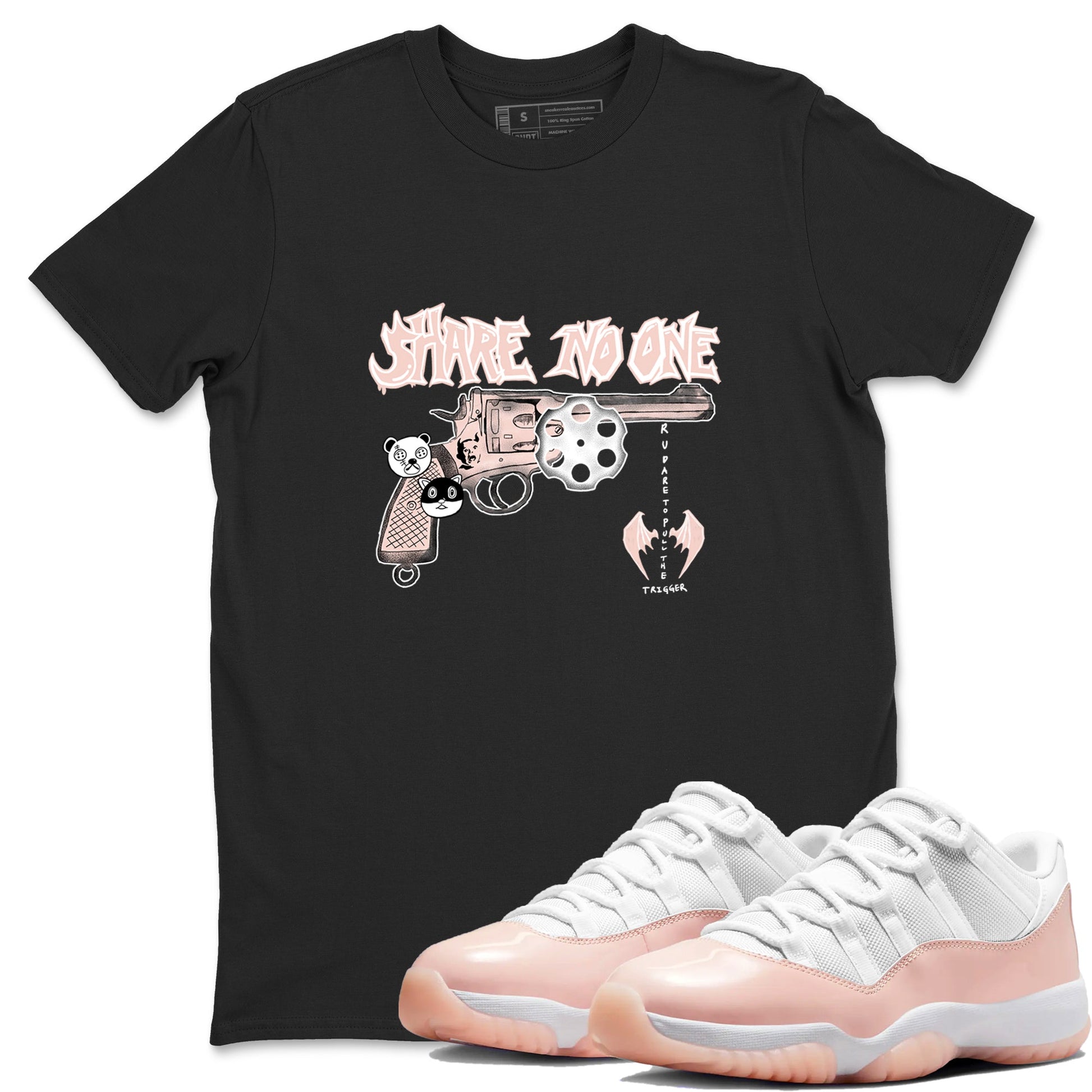11s Legend Pink shirt to match jordans Share No One sneaker tees Air Jordan 11 Legend Pink SNRT Sneaker Release Tees unisex cotton Black 1 crew neck shirt