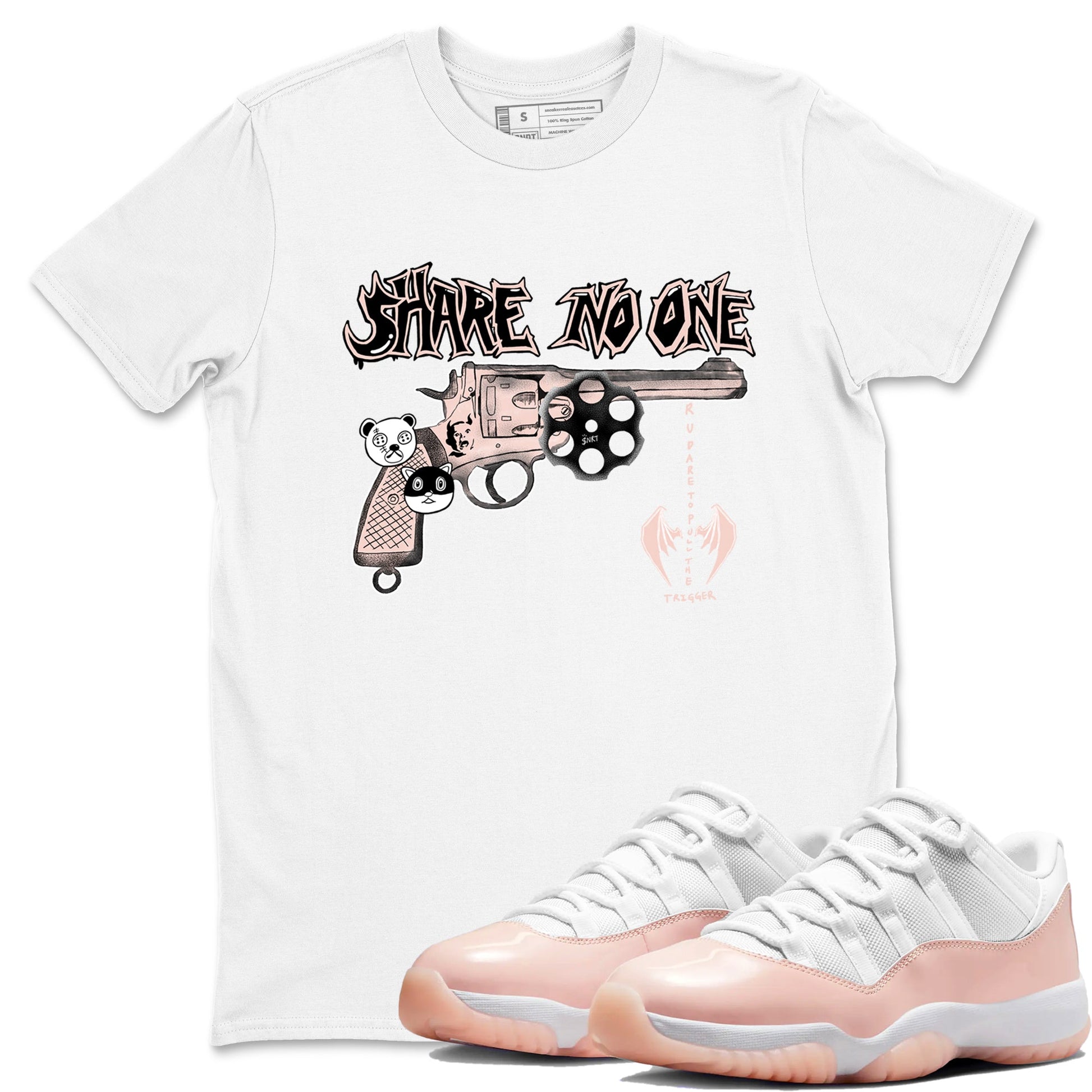 11s Legend Pink shirt to match jordans Share No One sneaker tees Air Jordan 11 Legend Pink SNRT Sneaker Release Tees unisex cotton White 1 crew neck shirt