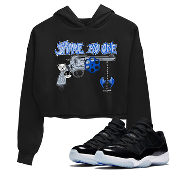 Air Jordan 11 Low Space shirt to match jordans Share No One sneaker tees Air Jordan 11 Low Space SNRT Sneaker Release Tees Black 1 crop length shirt