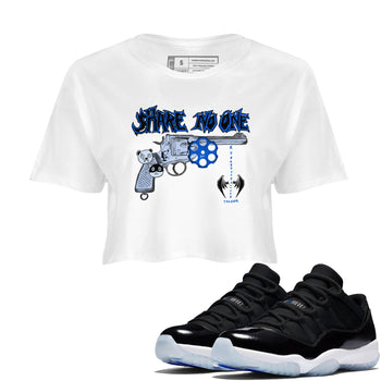 Air Jordan 11 Low Space shirt to match jordans Share No One sneaker tees Air Jordan 11 Low Space SNRT Sneaker Release Tees White 1 crop length shirt