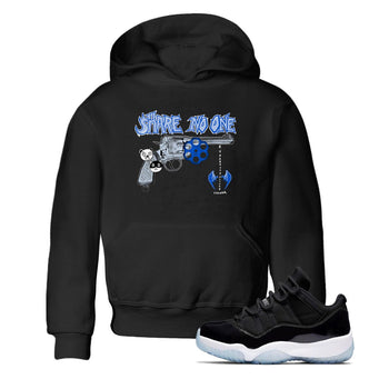 Air Jordan 11 Low Space shirt to match jordans Share No One sneaker tees Air Jordan 11 Low Space SNRT sneaker release tees baby toddler Black 1 cotton Shirt