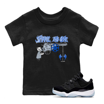 Air Jordan 11 Low Space shirt to match jordans Share No One sneaker tees Air Jordan 11 Low Space SNRT sneaker release tees baby toddler Black 1 cotton Shirt