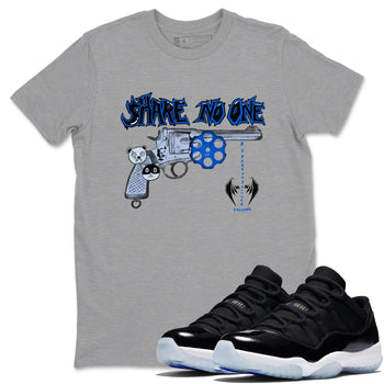 Air Jordan 11 Low Space shirt to match jordans Share No One sneaker tees Air Jordan 11 Low Space SNRT Sneaker Release Tees unisex cotton Heather Grey 1 crew neck shirt