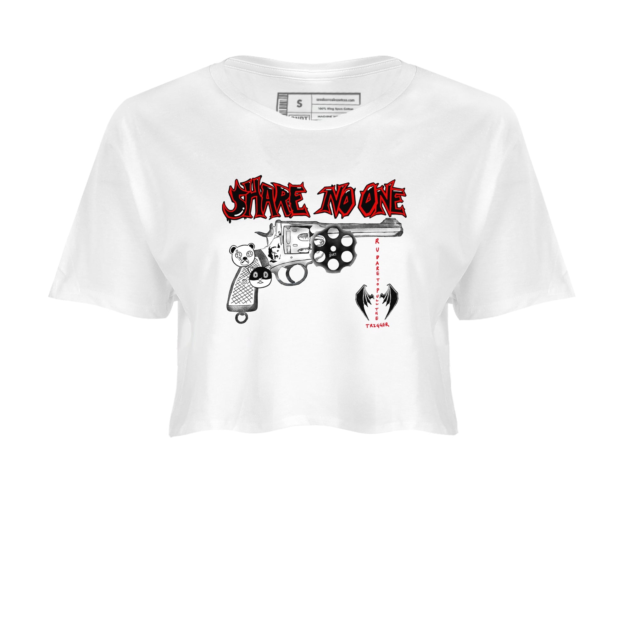 AJ12 Taxi Flip shirt to match jordans Share No One sneaker tees Air Jordan 12 Taxi Flip SNRT Sneaker Release Tees White 2 crop length shirt