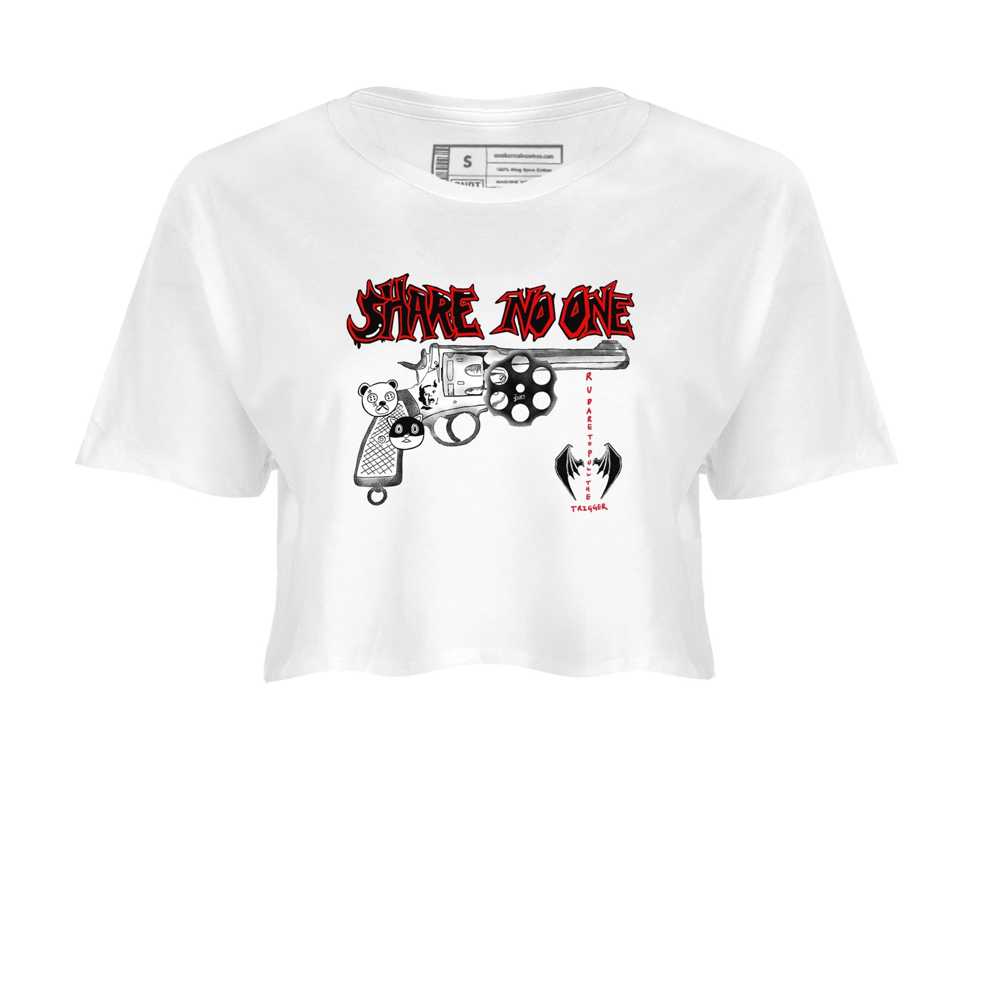 AJ12 Taxi Flip shirt to match jordans Share No One sneaker tees Air Jordan 12 Taxi Flip SNRT Sneaker Release Tees White 2 crop length shirt