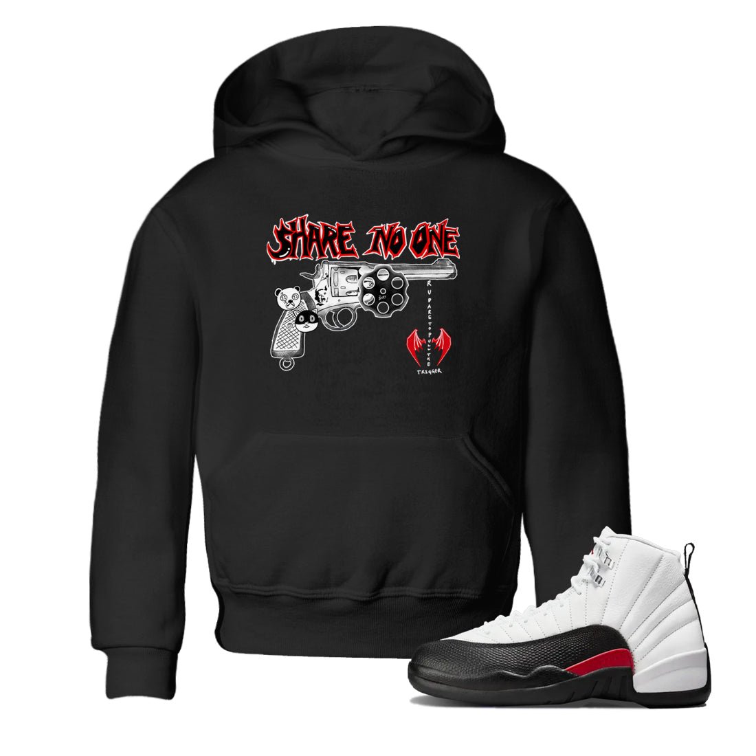 AJ12 Taxi Flip shirt to match jordans Share No One sneaker tees Air Jordan 12 Taxi Flip SNRT sneaker release tees baby toddler Black 1 cotton Shirt