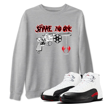 AJ12 Taxi Flip shirt to match jordans Share No One sneaker tees Air Jordan 12 Taxi Flip SNRT Sneaker Release Tees unisex cotton Heather Grey 1 crew neck shirt