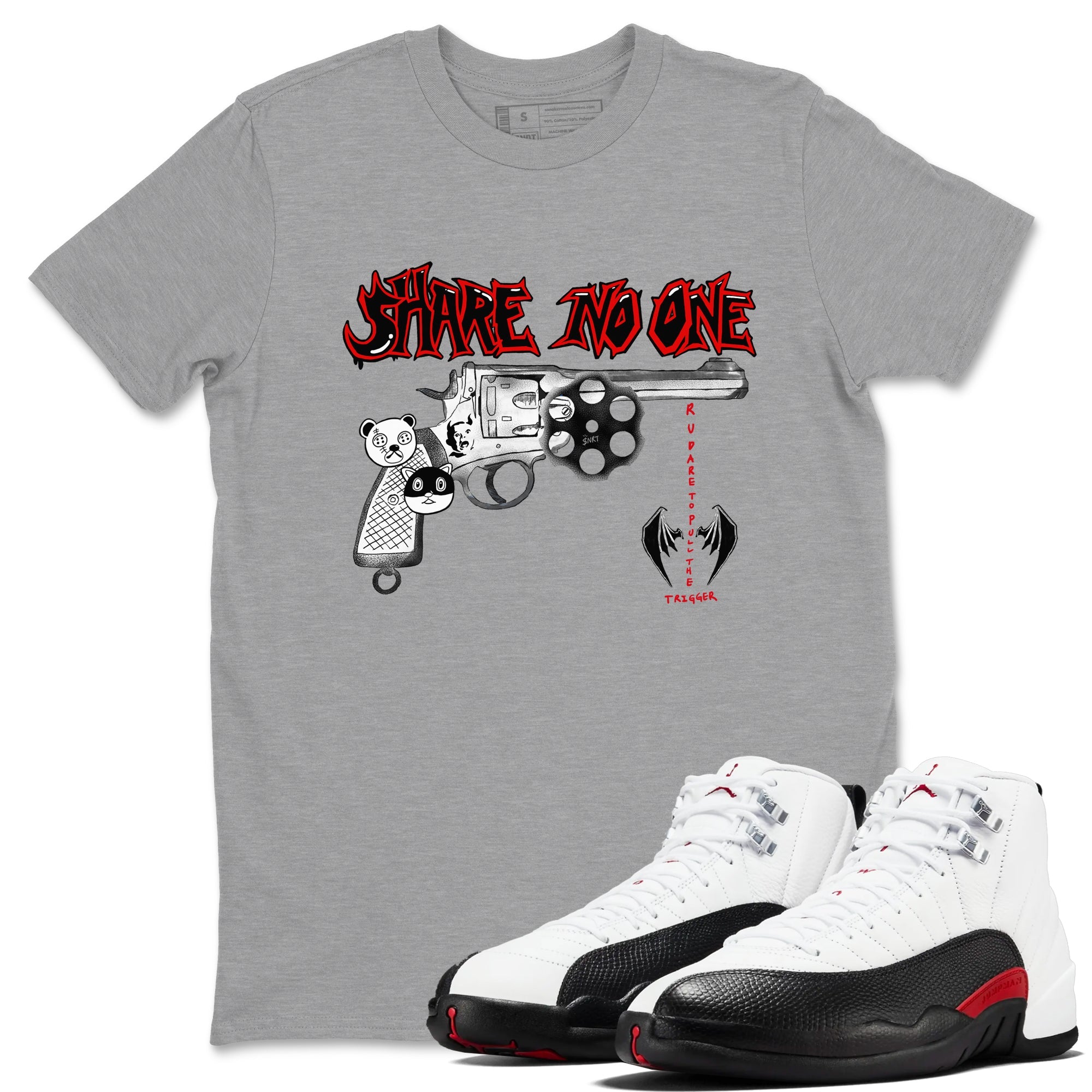 AJ12 Taxi Flip shirt to match jordans Share No One sneaker tees Air Jordan 12 Taxi Flip SNRT Sneaker Release Tees unisex cotton Heather Grey 1 crew neck shirt