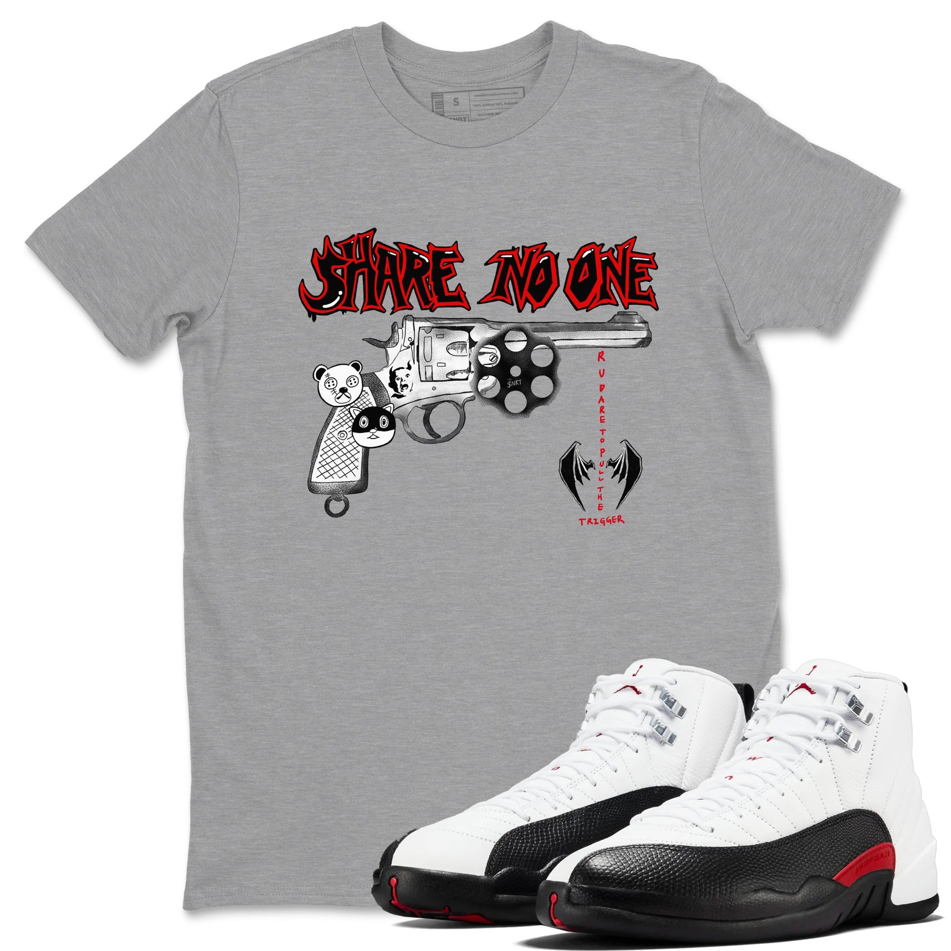AJ12 Taxi Flip shirt to match jordans Share No One sneaker tees Air Jordan 12 Taxi Flip SNRT Sneaker Release Tees unisex cotton Heather Grey 1 crew neck shirt