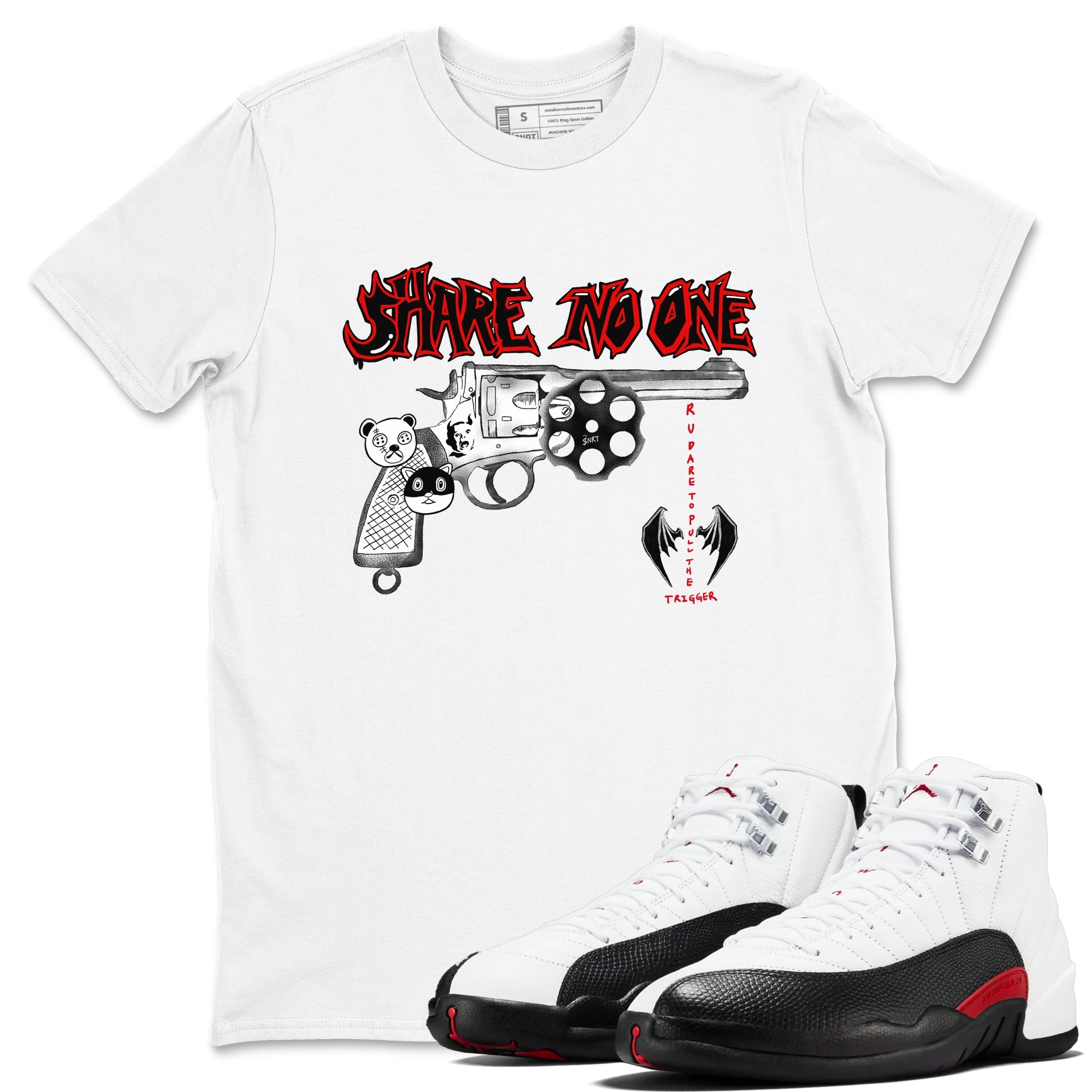AJ12 Taxi Flip shirt to match jordans Share No One sneaker tees Air Jordan 12 Taxi Flip SNRT Sneaker Release Tees unisex cotton White 1 crew neck shirt