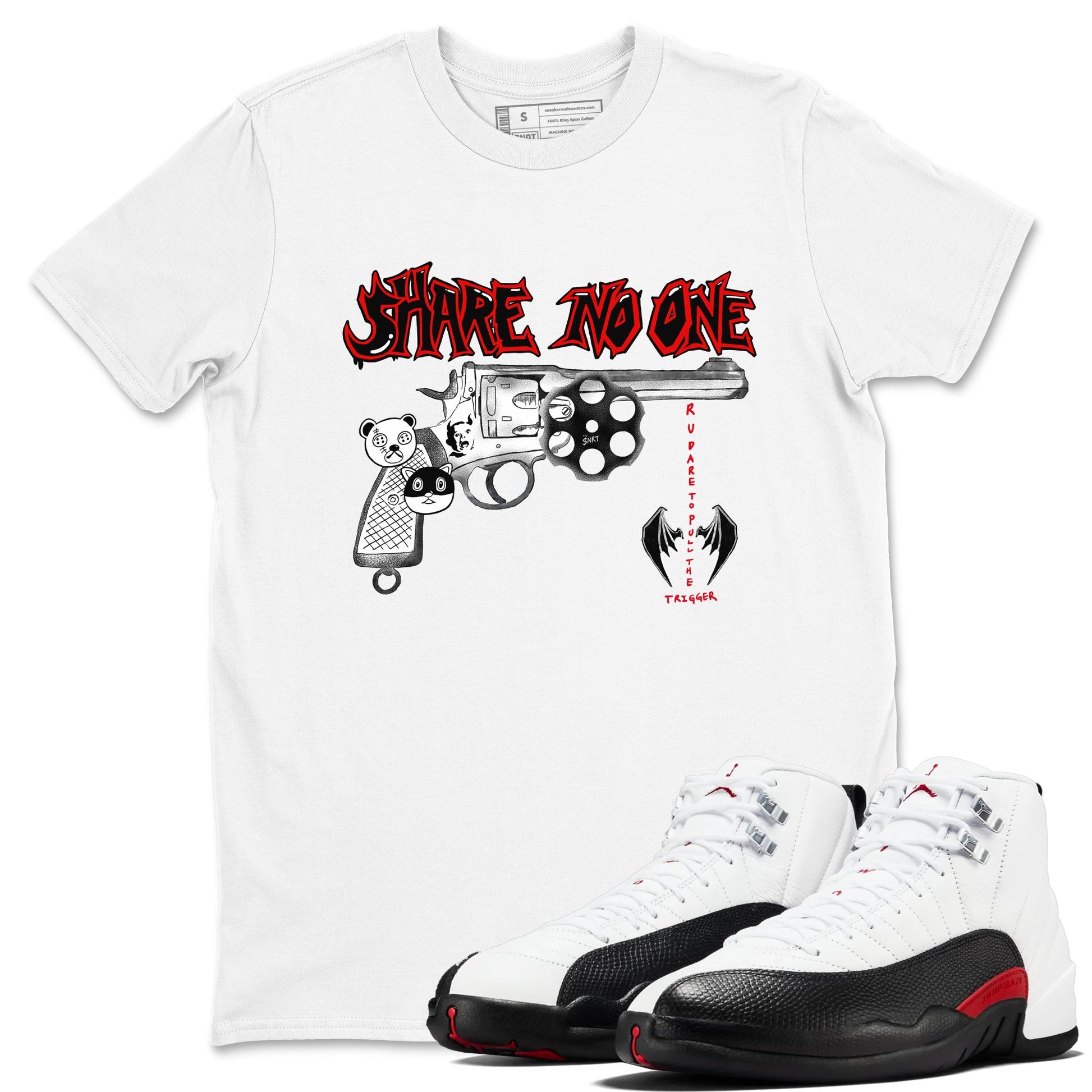 AJ12 Taxi Flip shirt to match jordans Share No One sneaker tees Air Jordan 12 Taxi Flip SNRT Sneaker Release Tees unisex cotton White 1 crew neck shirt