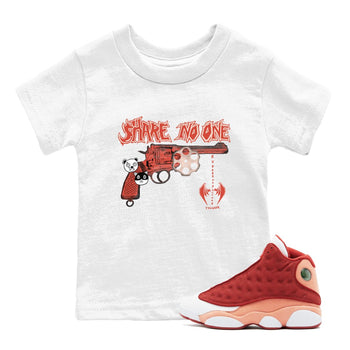 AJ13 Dune Red shirts to match jordans Share No One sneaker match tees Air Jordan 13 Dune Red SNRT Sneaker Tees streetwear brand Baby and Youth White 1 cotton tee