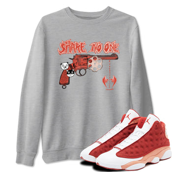 AJ13 Dune Red shirts to match jordans Share No One sneaker match tees Air Jordan 13 Dune Red SNRT Sneaker Tees streetwear brand Heather Grey 1 unisex cotton tee