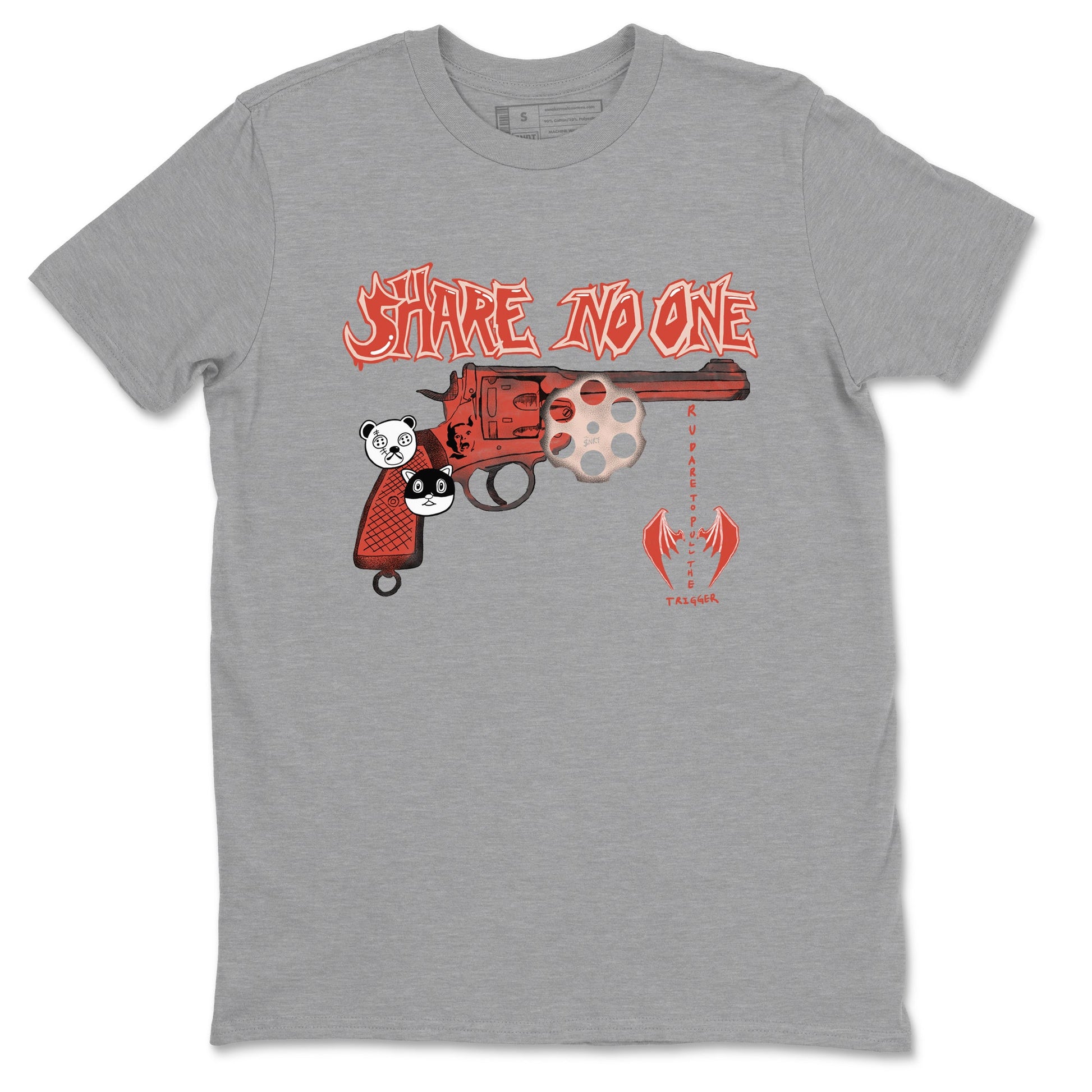 AJ13 Dune Red shirts to match jordans Share No One sneaker match tees Air Jordan 13 Dune Red SNRT Sneaker Tees streetwear brand Heather Grey 2 unisex cotton tee