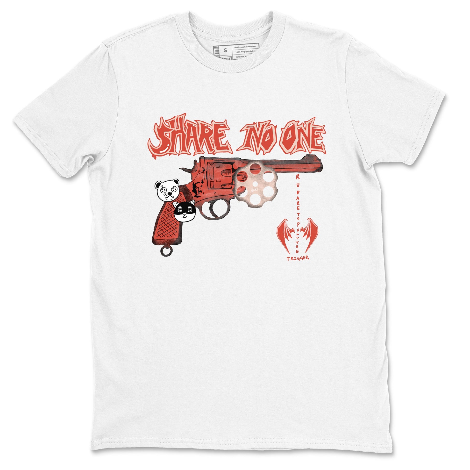 AJ13 Dune Red shirts to match jordans Share No One sneaker match tees Air Jordan 13 Dune Red SNRT Sneaker Tees streetwear brand White 2 unisex cotton tee